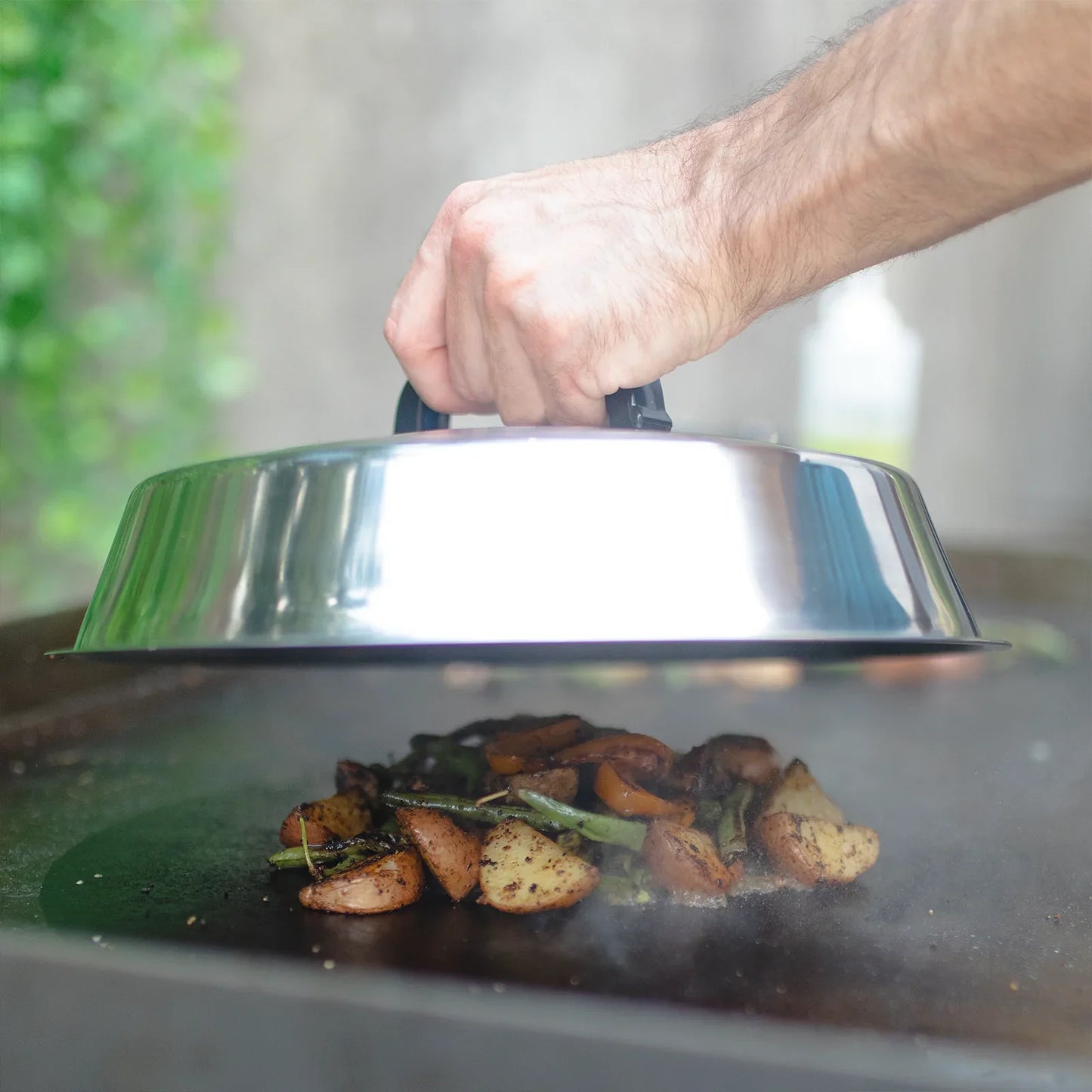 Char-Griller Flat Iron™ 12" Stainless Steel Melting Dome & Basting Cover for Griddles