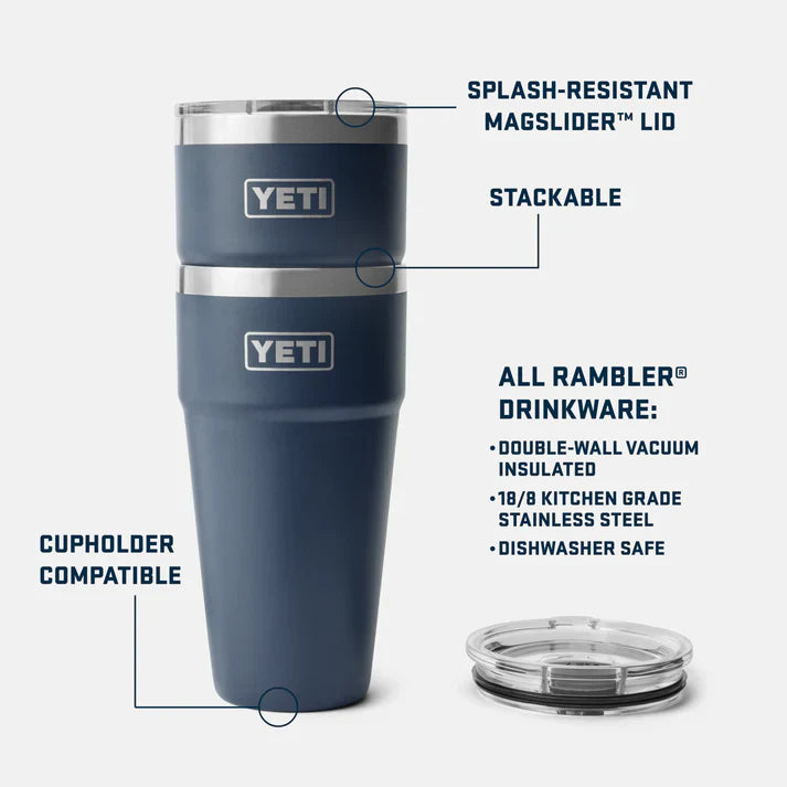 Yeti Rambler 30oz Stackable Cup - Rescue Red, Vacuum Insulated for Hot & Cold Drinks