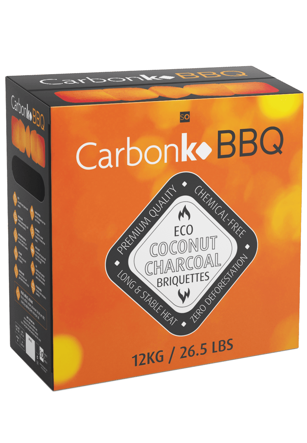 Carbonko 12kg Coconut Shell BBQ Charcoal Briquettes - Long Burning & Eco-Friendly