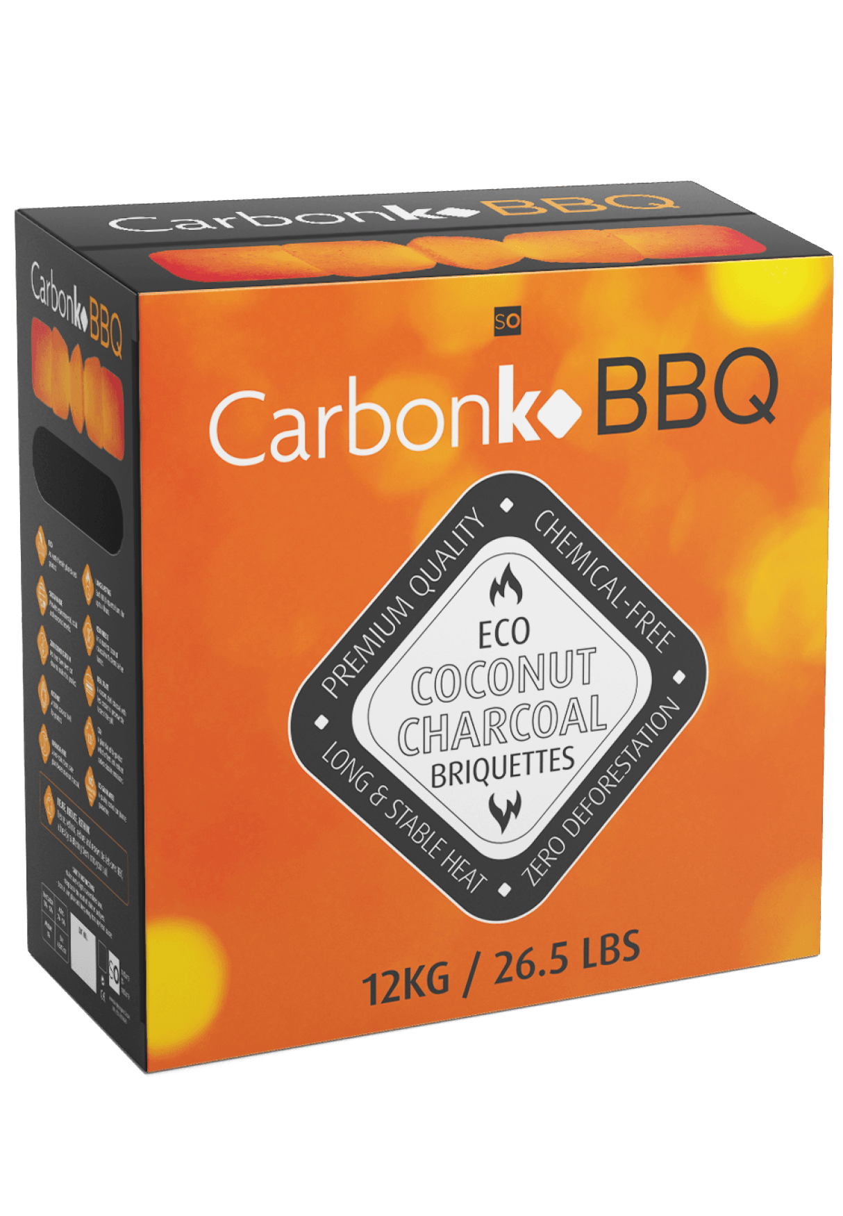 Carbonko 12kg Coconut Shell BBQ Charcoal Briquettes - Long Burning & Eco-Friendly