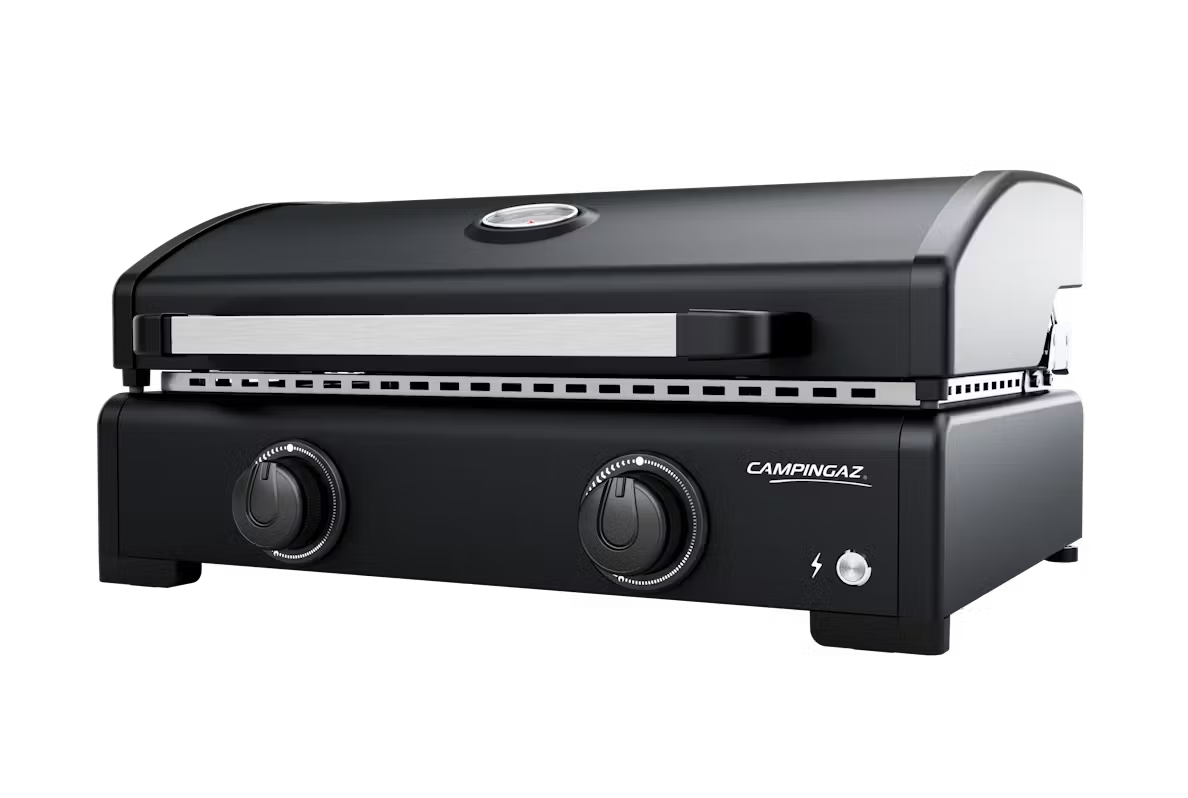 Campingaz Onyx 2 Burner Gas Plancha Griddle with Lid - Powerful & Even Heat Distribution