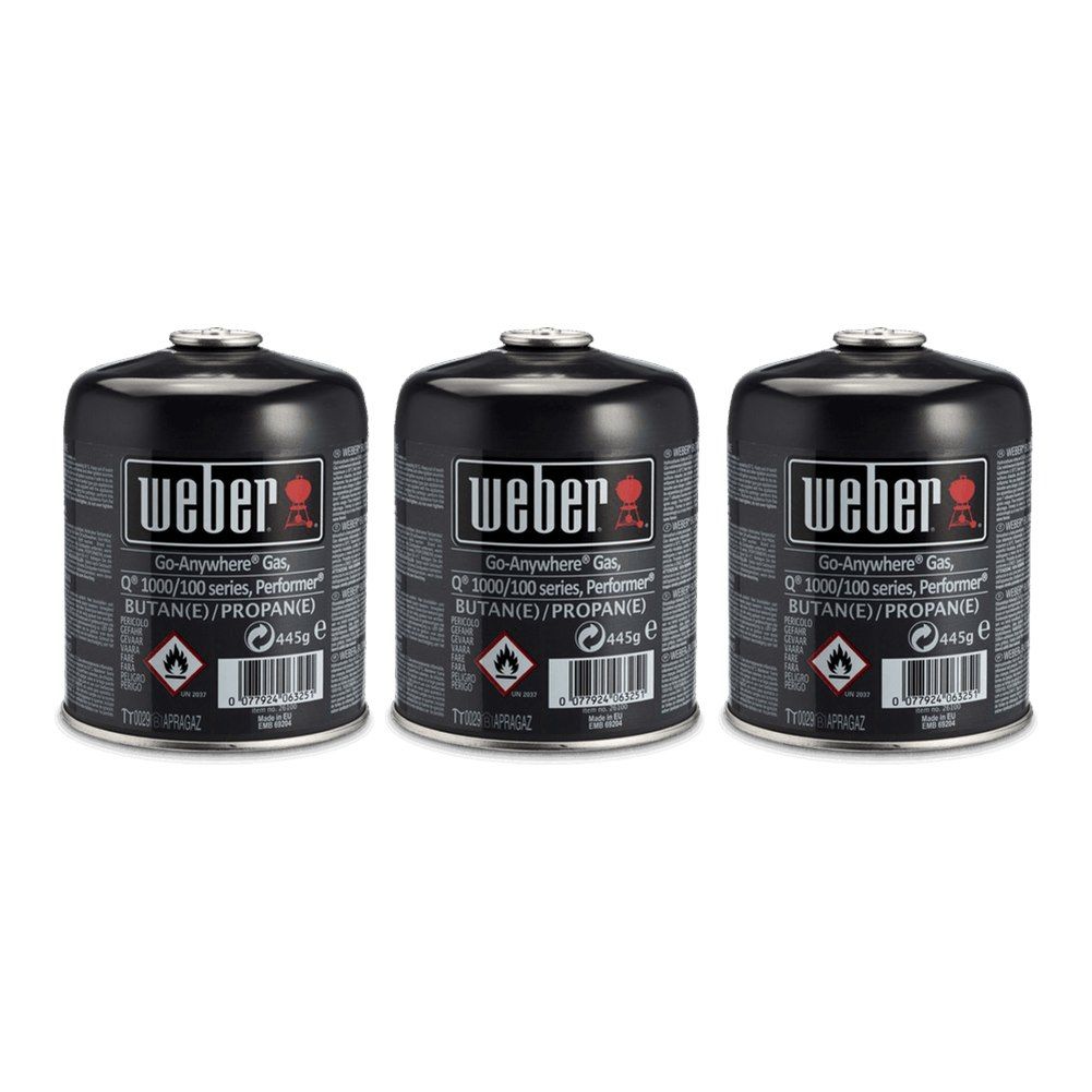 Weber Q1200/Q1000 Series Gas Canister Value Pack - 3 x 445g