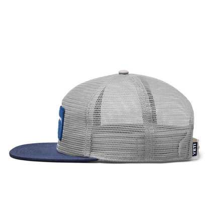 Yeti Velcro Badge Flat Brim Mesh Hat - Grey/Navy | Eco-Friendly Recycled Fishing Net Brim