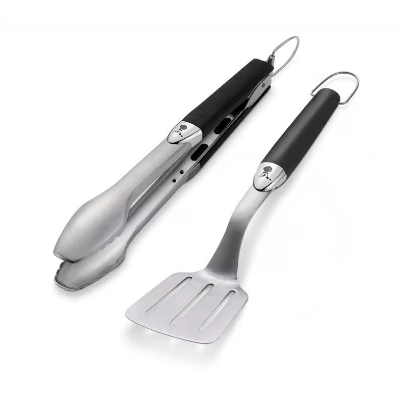 2pc Weber Compact BBQ Tool Set - Portable Stainless Steel Spatula & Tongs for Grilling Anywhere