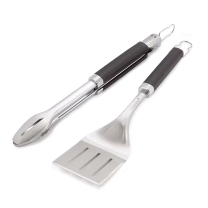 Weber Precision Stainless Steel Barbecue Tongs & Spatula Set - Professional Grill Utensils