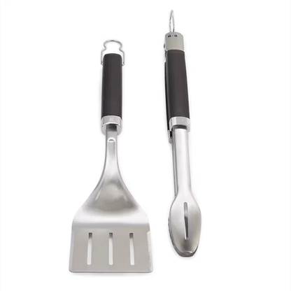 Weber Precision Stainless Steel Barbecue Tongs & Spatula Set - Professional Grill Utensils