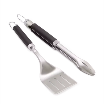 Weber Precision Stainless Steel Barbecue Tongs & Spatula Set - Professional Grill Utensils