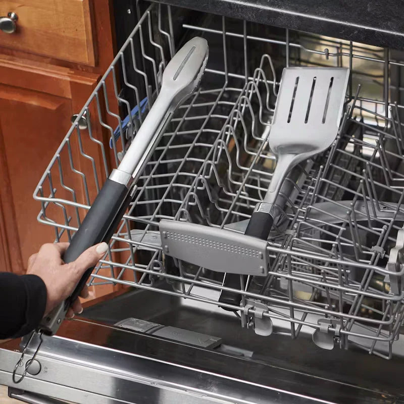 Weber Precision Stainless Steel Barbecue Tongs & Spatula Set - Professional Grill Utensils