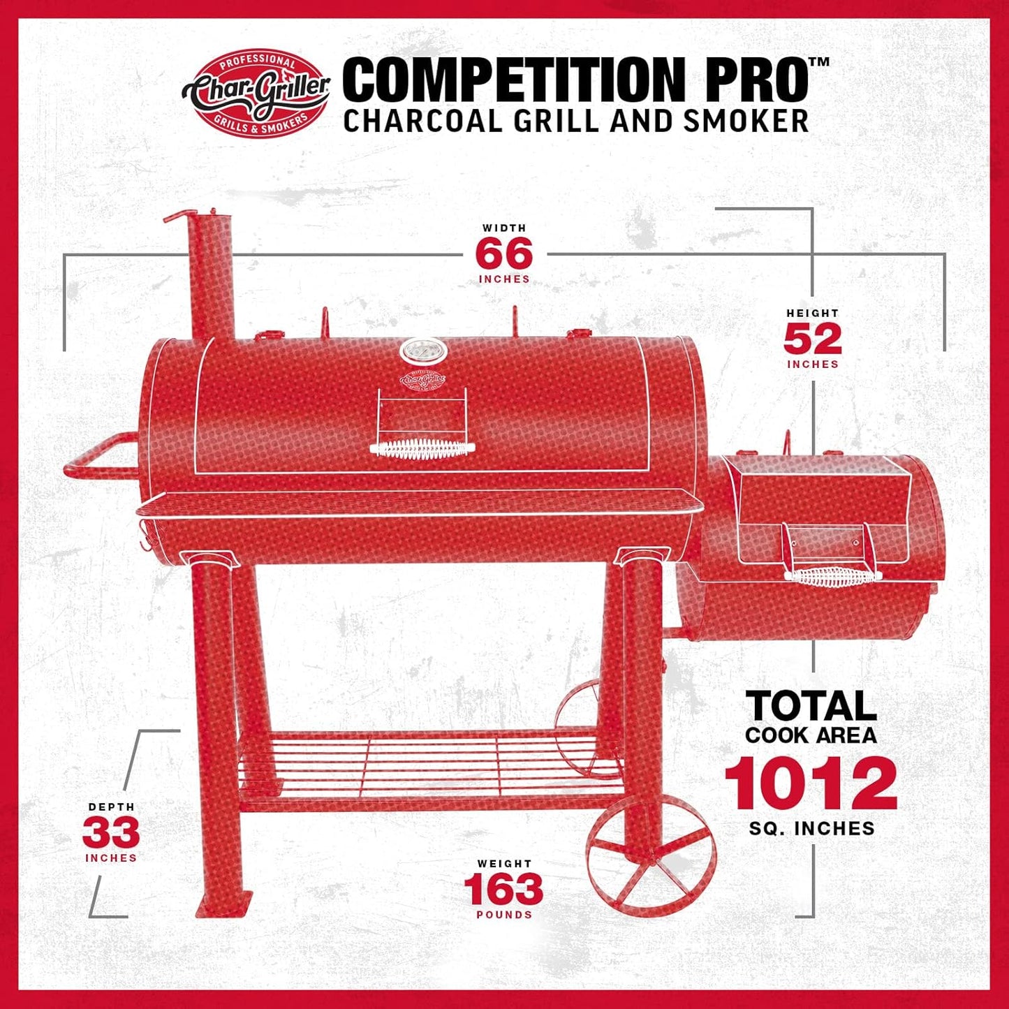 Char-Griller Competition Pro 17" Offset Smoker BBQ - Large Capacity, Premium Grates, Integrated Thermometer