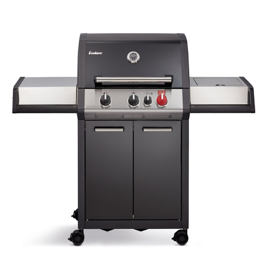 Enders Monroe Pro Black 3 Turbo Zone Gas BBQ with Side Burner - Premium Outdoor Cooking