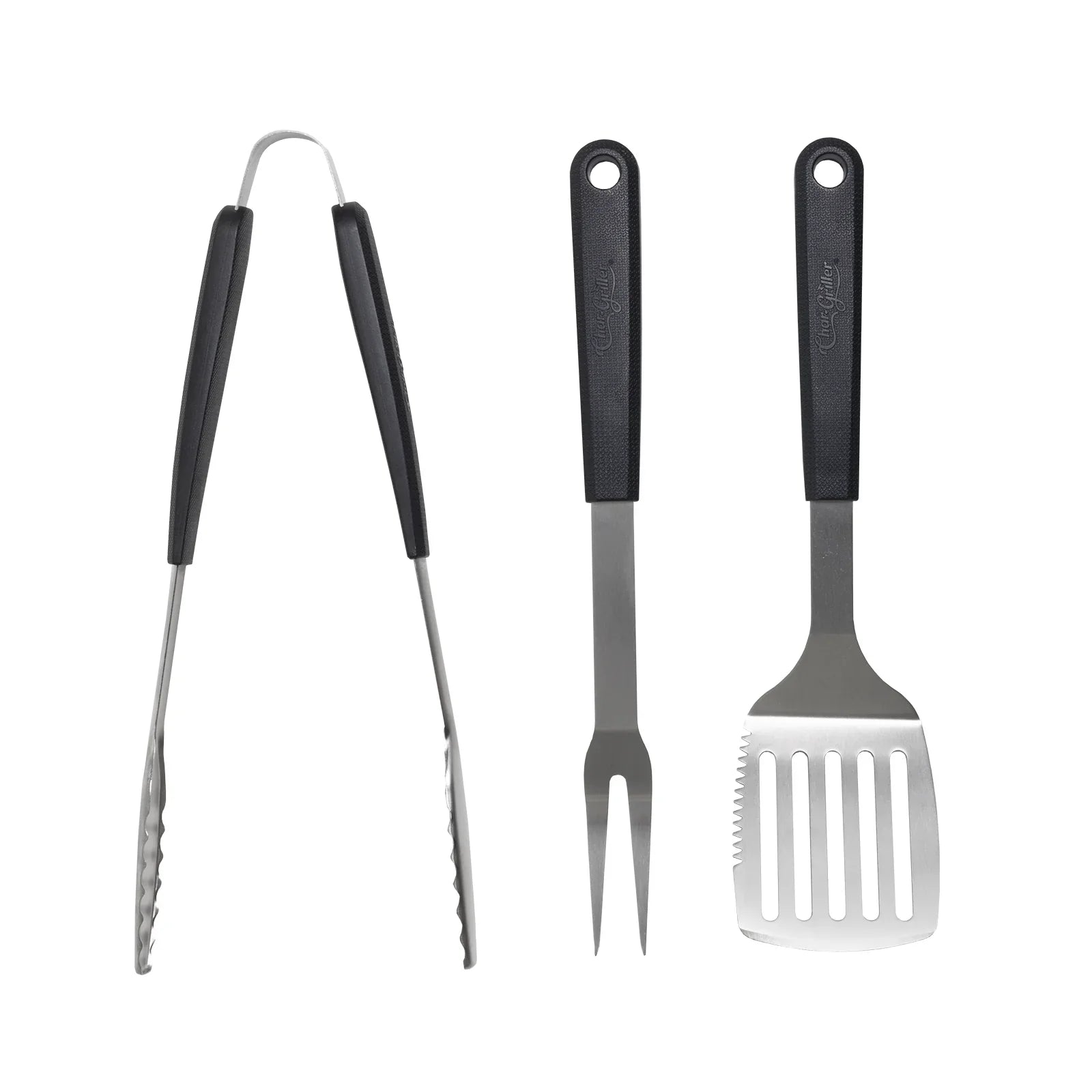 Char-Griller Premium BBQ Tool Kit: Spatula, Fork & Tongs for Perfect Grilling