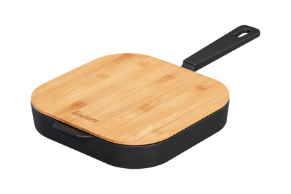 Enders Large 28cm Enameled Cast Iron Frying Pan with Bamboo Cutting Board & Trivet - Versatile Outdoor Cooking