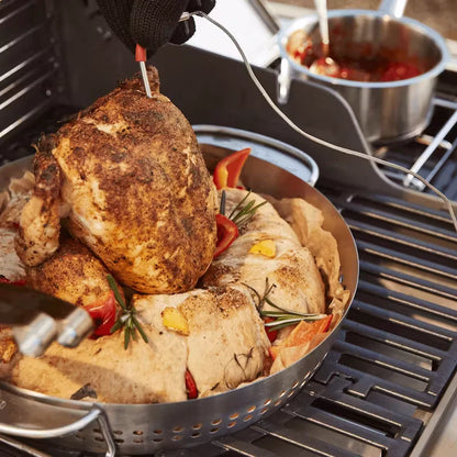 Weber Crafted Stainless Steel Gourmet BBQ System (GBS) Poultry Roaster - Versatile 2-in-1 Design for Chicken and Sides