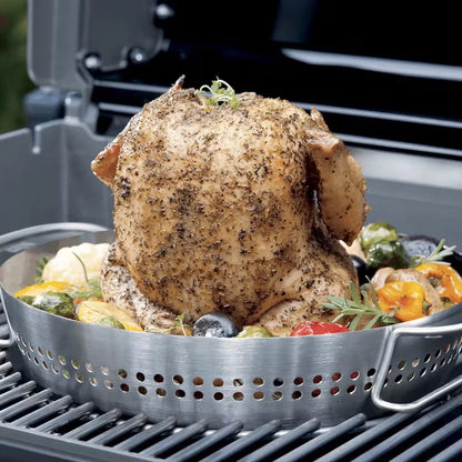 Weber Crafted Stainless Steel Gourmet BBQ System (GBS) Poultry Roaster - Versatile 2-in-1 Design for Chicken and Sides
