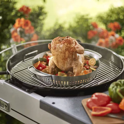 Weber Crafted Stainless Steel Gourmet BBQ System (GBS) Poultry Roaster - Versatile 2-in-1 Design for Chicken and Sides