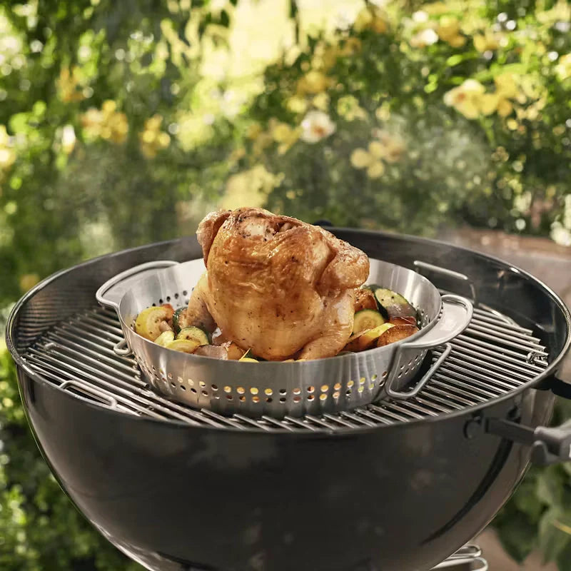 Weber Crafted Stainless Steel Gourmet BBQ System (GBS) Poultry Roaster - Versatile 2-in-1 Design for Chicken and Sides