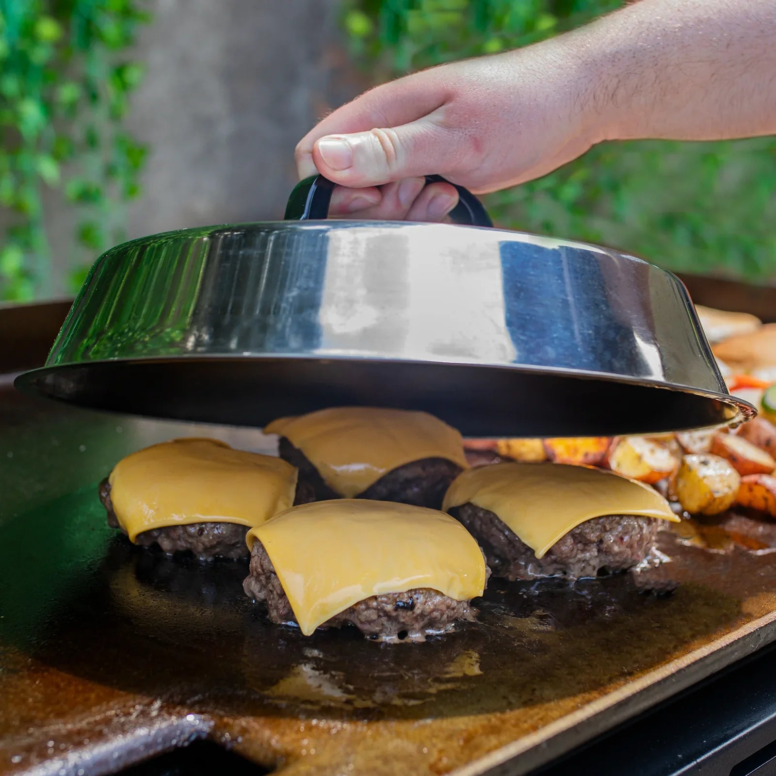 Char-Griller Flat Iron™ 12" Stainless Steel Melting Dome & Basting Cover for Griddles