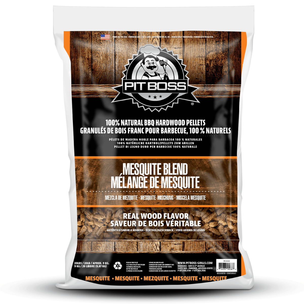 9kg Pit Boss Mesquite Blend Hardwood Pellets for Smoking and Grilling