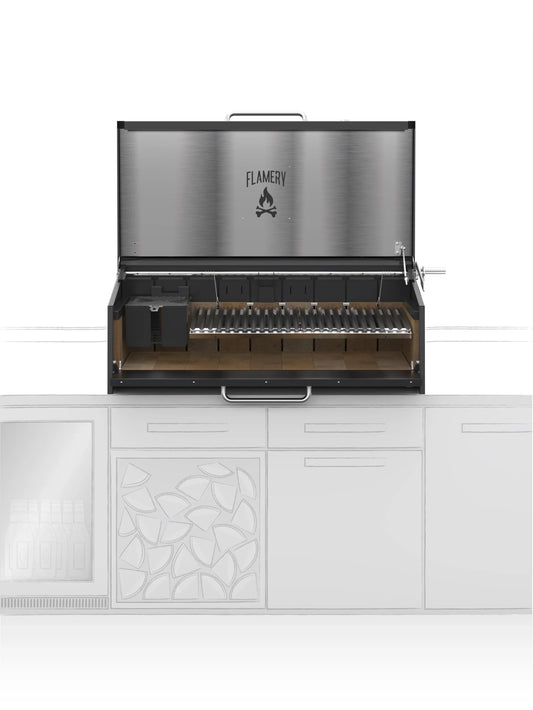 Flamery Large Argentinian Asado BBQ Grill - Premium Outdoor Kitchen Feature with Full Grill and Firebox