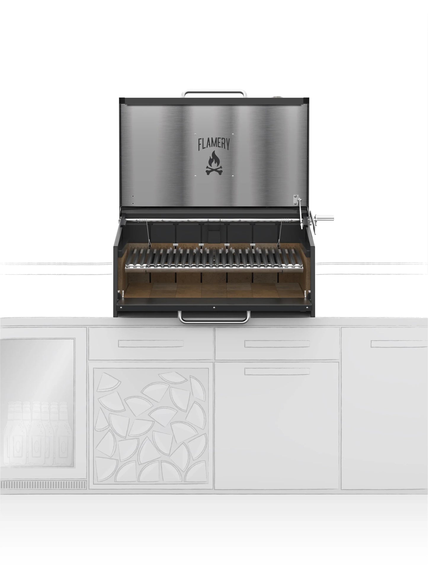 Flamery Small Asado Pro 3.1 Built-In Grill - Compact Argentinian Live-Fire Cooking