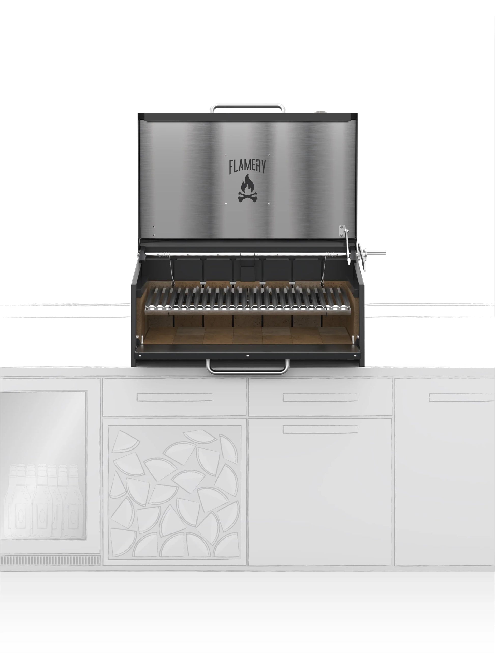 Flamery Small Asado Pro 3.1 Built-In Grill - Compact Argentinian Live-Fire Cooking