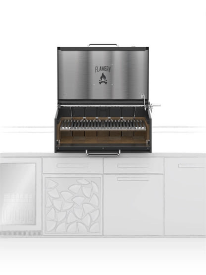 Flamery Small Asado Pro 3.1 Built-In Grill - Compact Argentinian Live-Fire Cooking