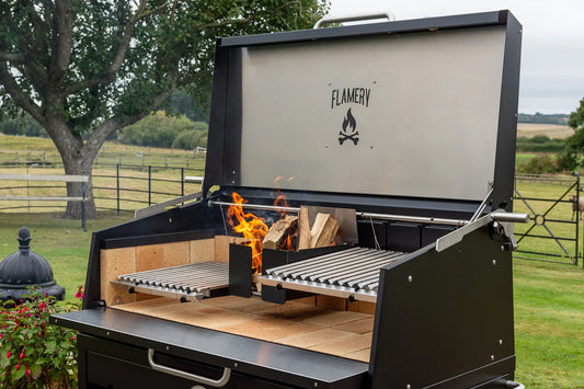Flamery Large Asado Pro 3.2 Built-in BBQ Grill with Split Grill, Firebox, and Hinged Lid - Perfect for Outdoor Kitchens