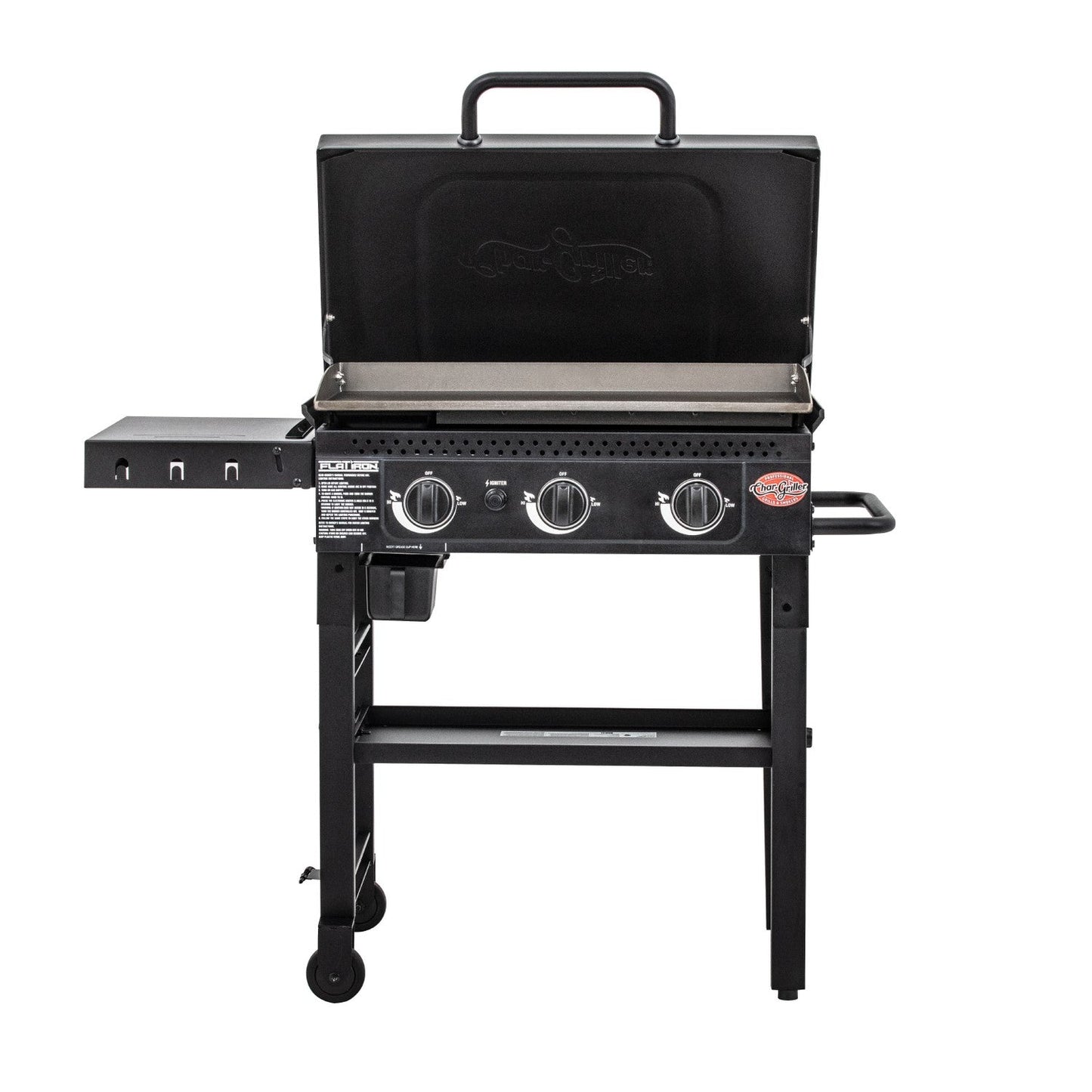 Char-Griller 3-Burner Flat Iron Gas Griddle Plancha BBQ - 520 Sq. In. Cooking Area, 36,000 BTUs