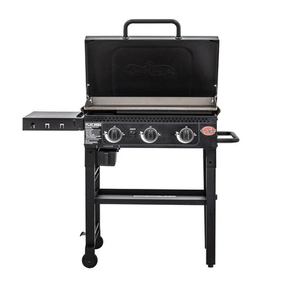 Char-Griller 3-Burner Flat Iron Gas Griddle Plancha BBQ - 520 Sq. In. Cooking Area, 36,000 BTUs