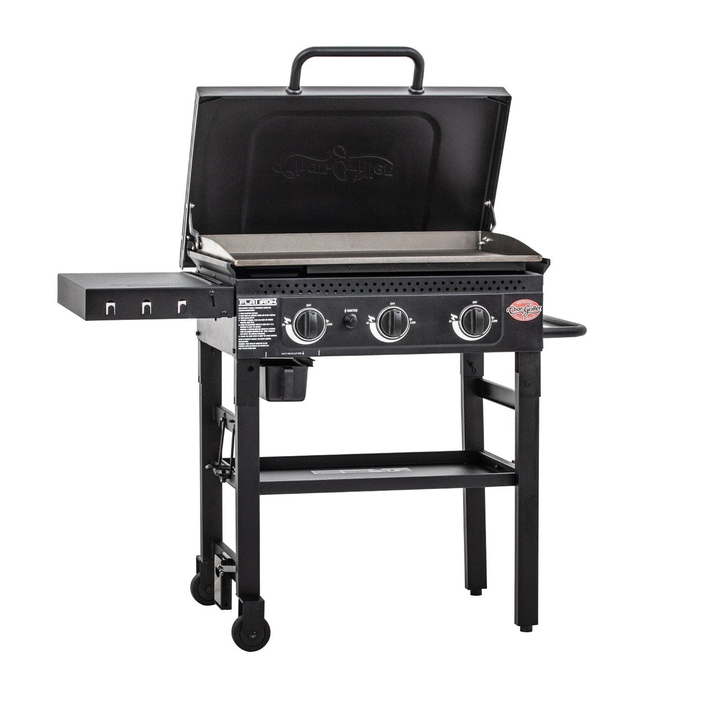 Char-Griller 3-Burner Flat Iron Gas Griddle Plancha BBQ - 520 Sq. In. Cooking Area, 36,000 BTUs