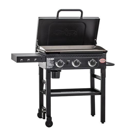 Char-Griller 3-Burner Flat Iron Gas Griddle Plancha BBQ - 520 Sq. In. Cooking Area, 36,000 BTUs