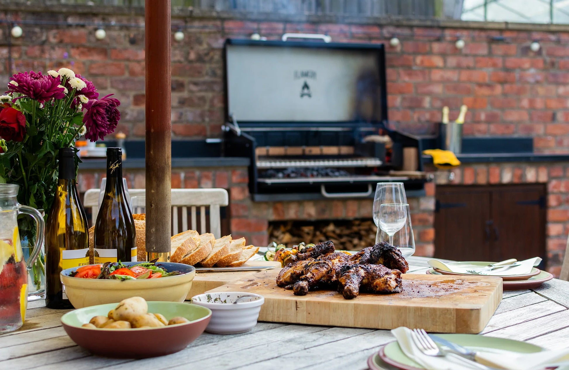 Flamery Large Asado Pro 3.2 BBQ Grill - 100cm 50/50 Split Grill for Outdoor Kitchens