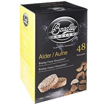 Bradley Smoker Alder Wood Bisquettes (48 Pack) - Enhances Flavor for Perfect Smoking