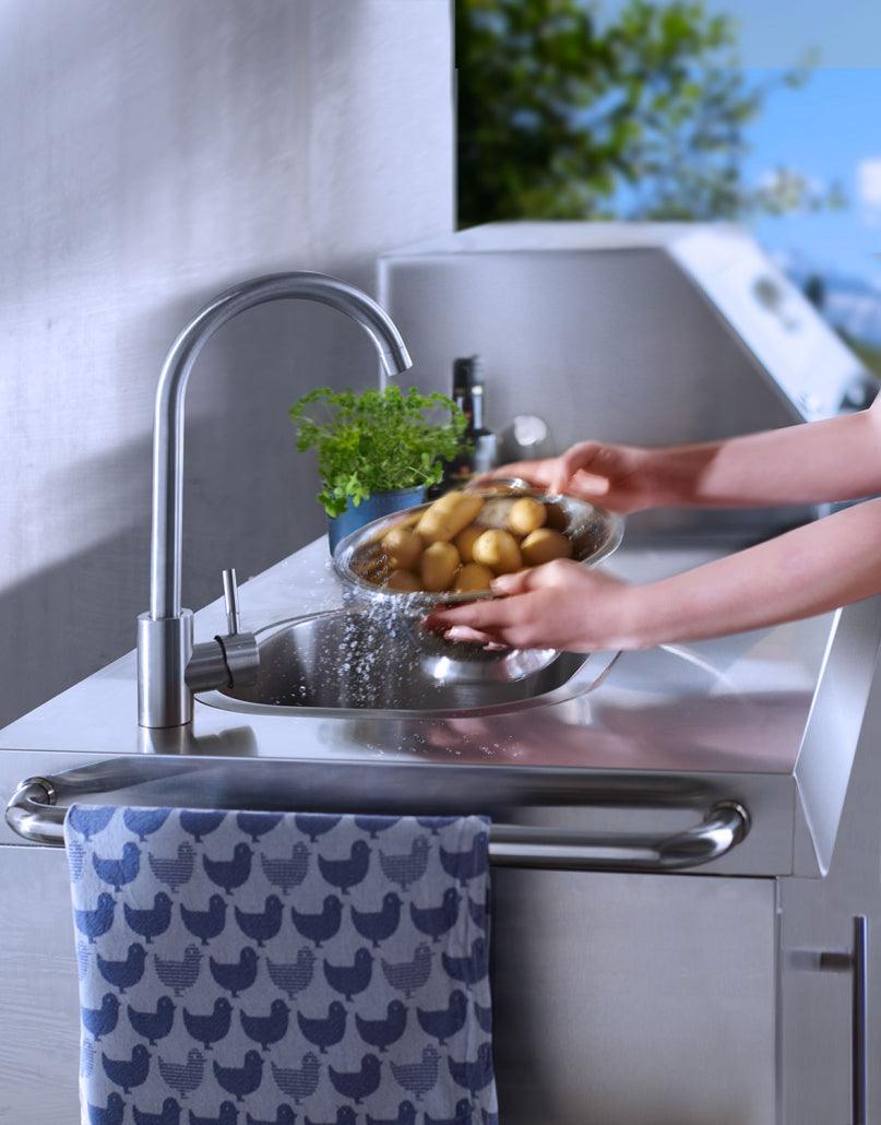 Buschbeck Oxford 4-Burner Stainless Steel Outdoor Kitchen with Built-in Fridge, Sink, and Side Burner