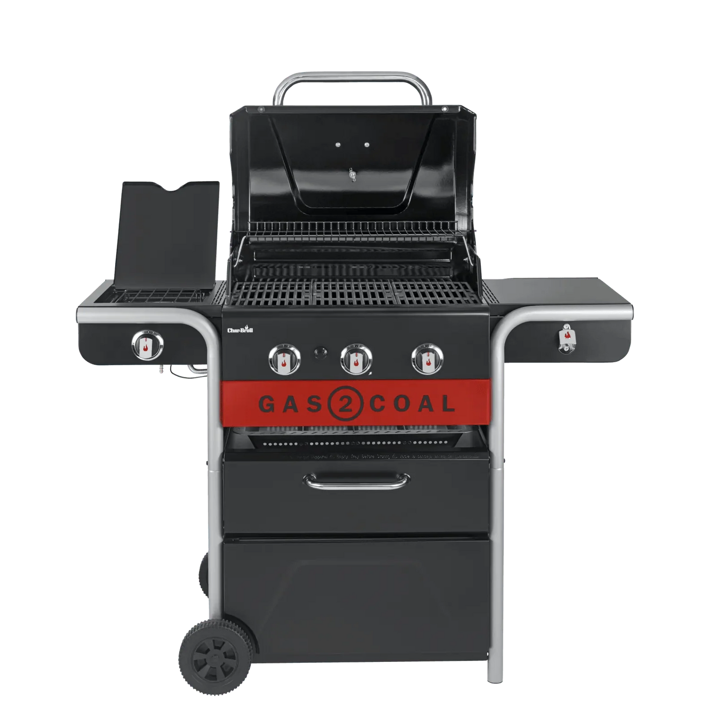 Char-Broil Gas2Coal 2.0 Hybrid BBQ: 3-Burner Grill for Versatile Gas or Charcoal Cooking
