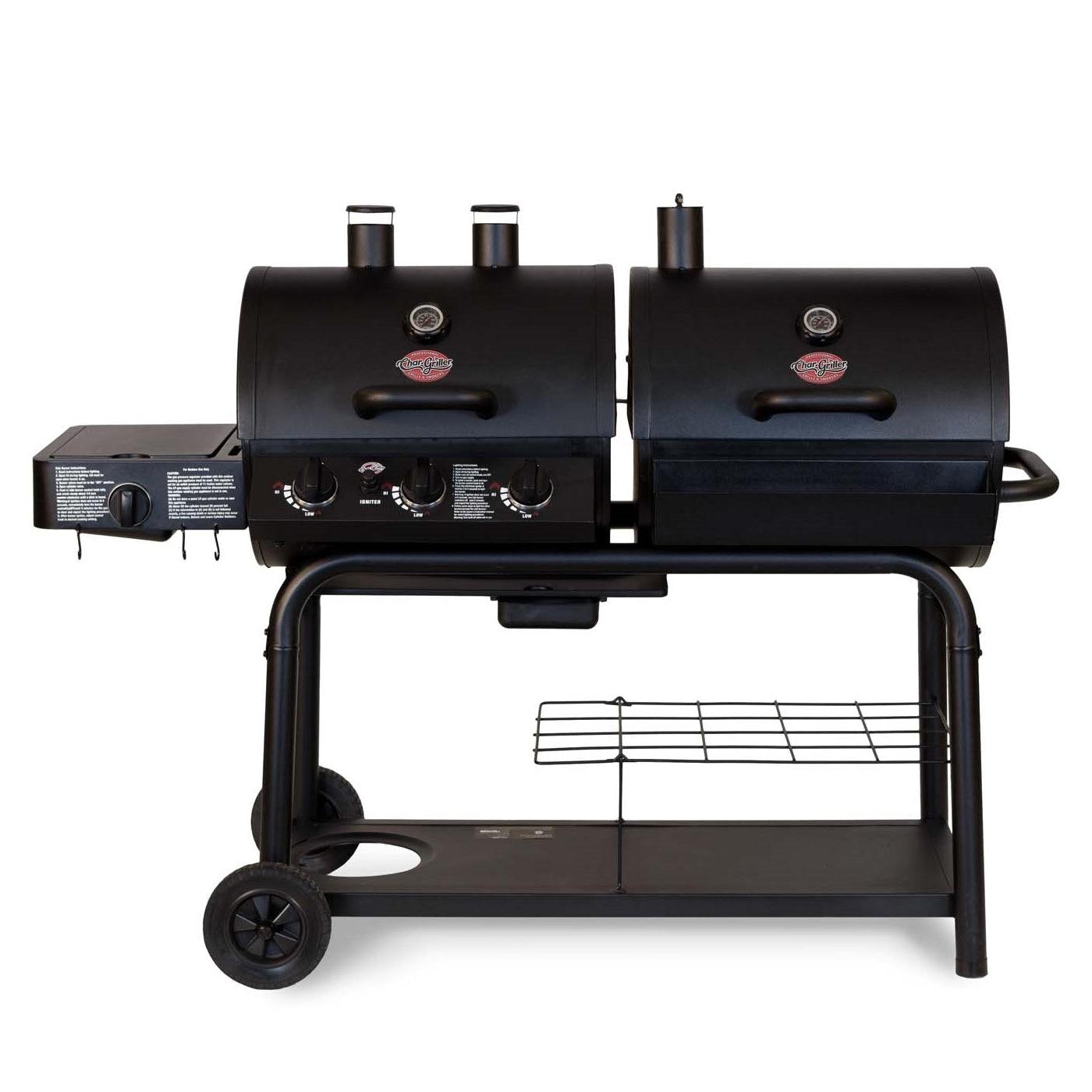 Char-Griller Duo 5050 Gas and Charcoal BBQ Grill with Side Burner - Versatile Outdoor Cooking