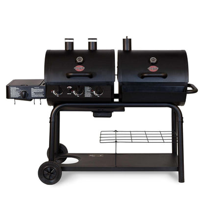 Char-Griller Duo 5050 Gas and Charcoal BBQ Grill with Side Burner - Versatile Outdoor Cooking