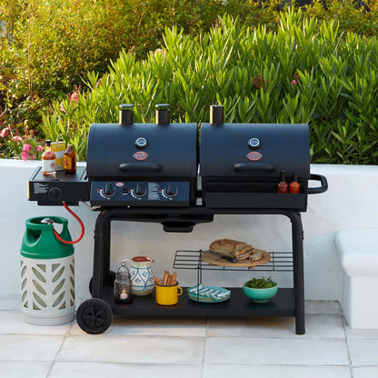 Char-Griller Duo 5050 Gas and Charcoal BBQ Grill with Side Burner - Versatile Outdoor Cooking