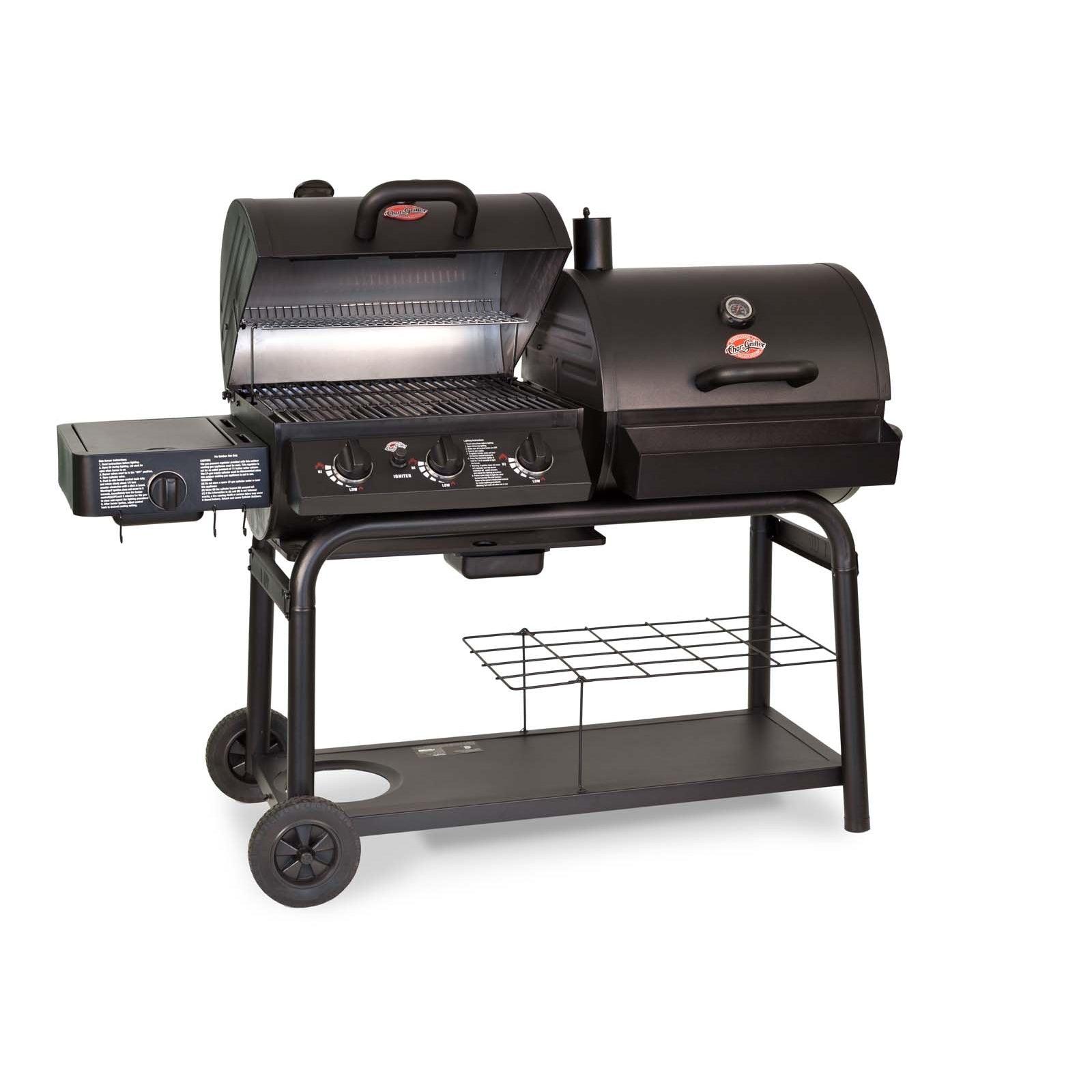 Char-Griller Duo 5050 Gas and Charcoal BBQ Grill with Side Burner - Versatile Outdoor Cooking