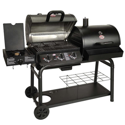 Char-Griller Duo 5050 Gas and Charcoal BBQ Grill with Side Burner - Versatile Outdoor Cooking