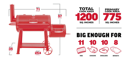 Char-Griller Grand Champ XD 8250: Heavy-Duty Offset Smoker with 1200 Sq. In. Cooking Area