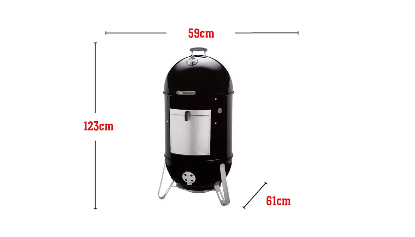 Weber Smokey Mountain 57cm BBQ Smoker Cooker with Cover - Perfect for Low & Slow Smoking