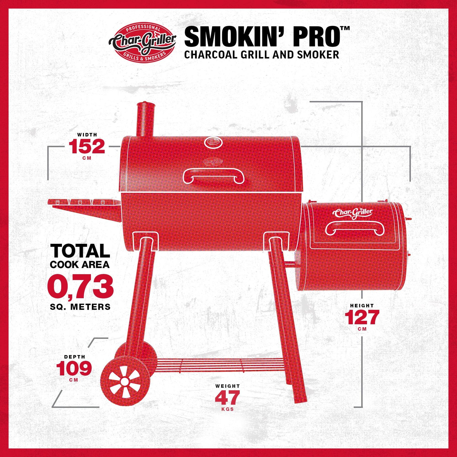 Char-Griller Smokin' Pro Barrel Grill and Offset Smoker - Perfect for Backyard BBQ Enthusiasts