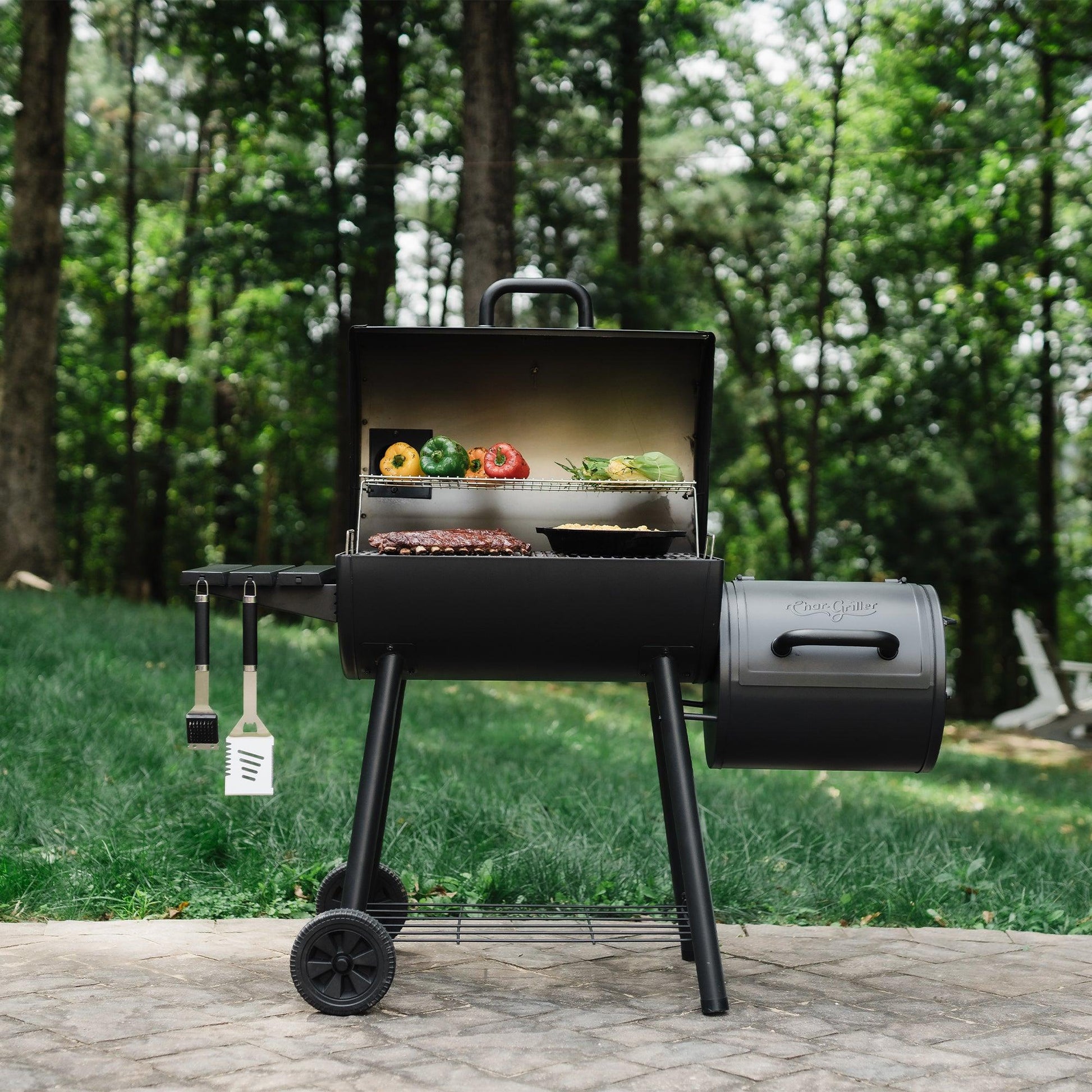 Char-Griller Smokin' Pro Barrel Grill and Offset Smoker - Perfect for Backyard BBQ Enthusiasts