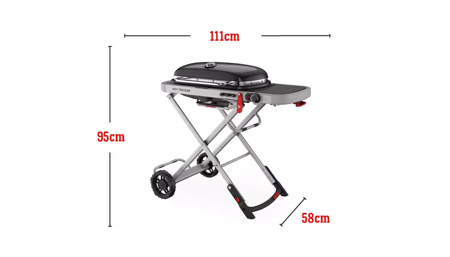 Weber Traveler Portable Folding Gas BBQ Grill - Compact & Versatile Outdoor Cooking