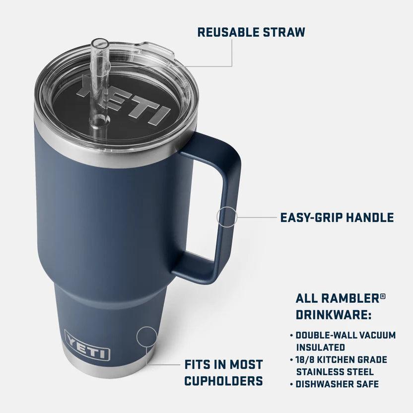Yeti Rambler 42 oz Straw Tumbler Mug - 1.2 Litre Insulated Drinkware with Reusable Straw