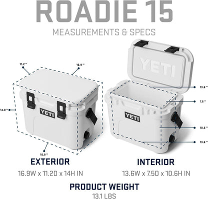 YETI Roadie 15 Hard Cooler - Compact, Durable & Portable with DoubleDuty Shoulder Strap for Outdoor Adventures